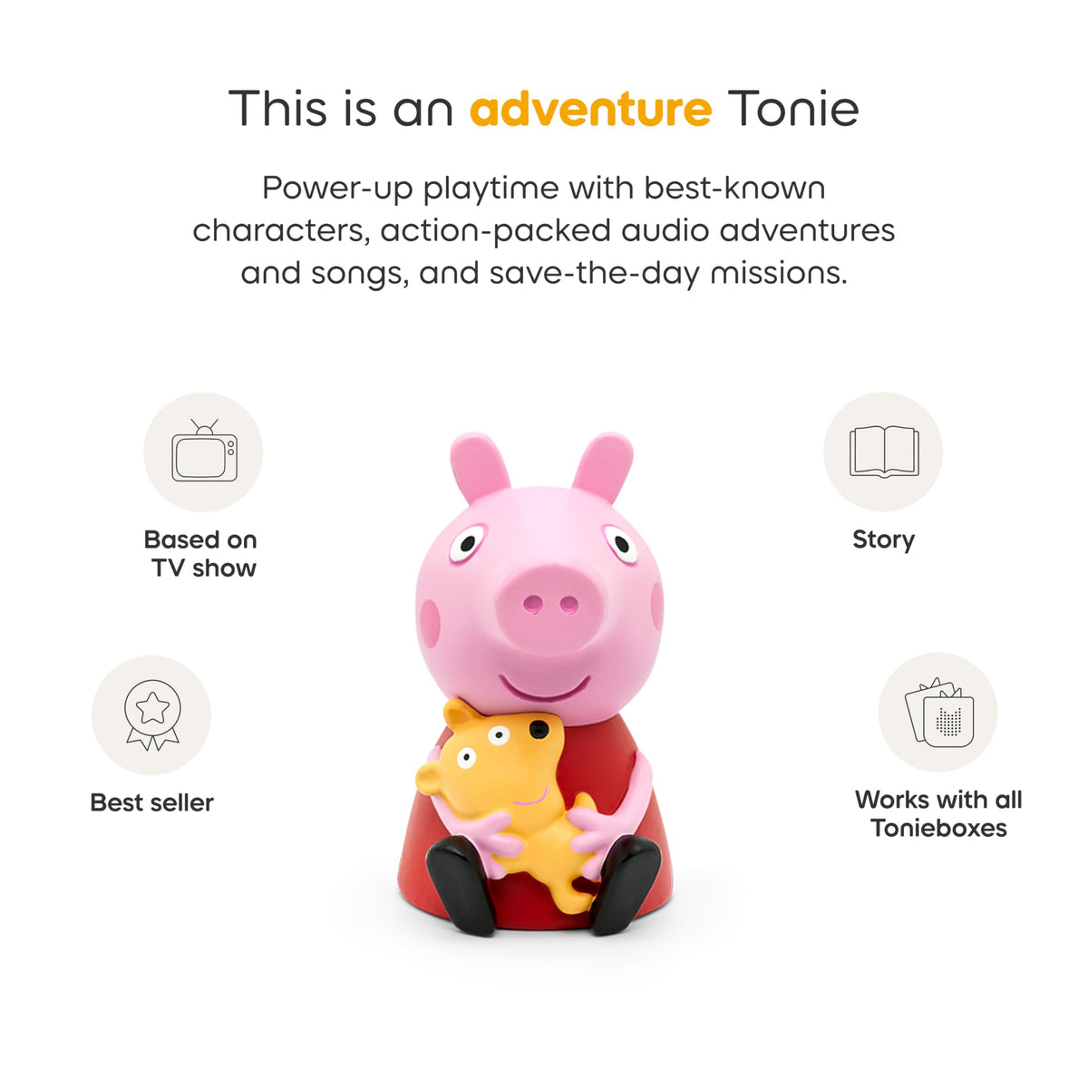 Tonies Peppa Pig figure offers skiing and outdoor adventures through engaging stories.