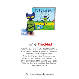 Tonies Pete the Cat character beside a cozy setup for bedtime listening.