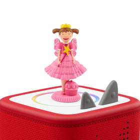 Tonies Pinkalicious figurine beside a book sparks imaginative reading moments