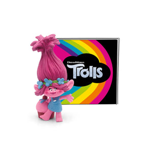 Tonies Poppy figurine beside Trolls Village for imaginative play.