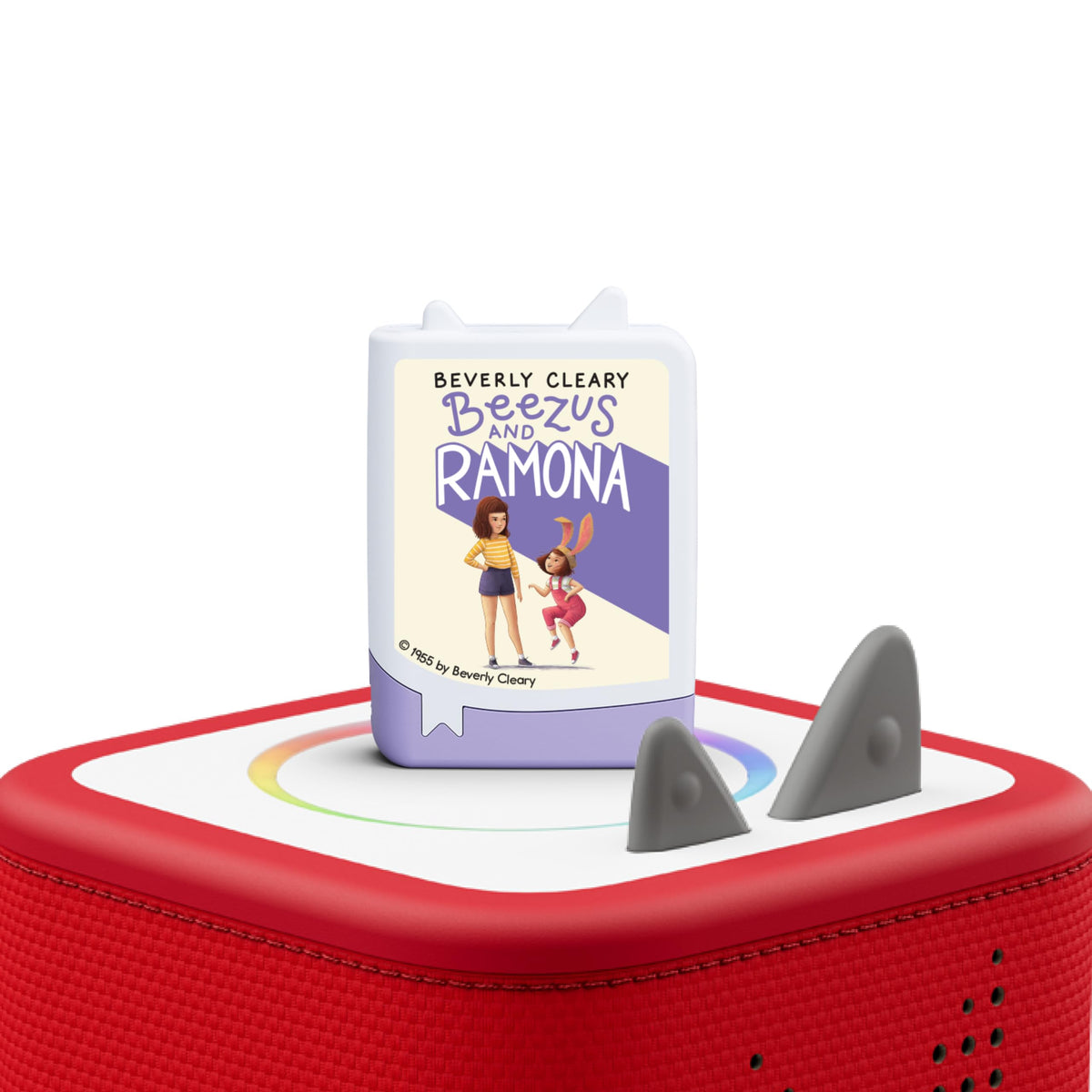 Tonies Ramona four-pack spine view, tidy on-shelf display for quick access.