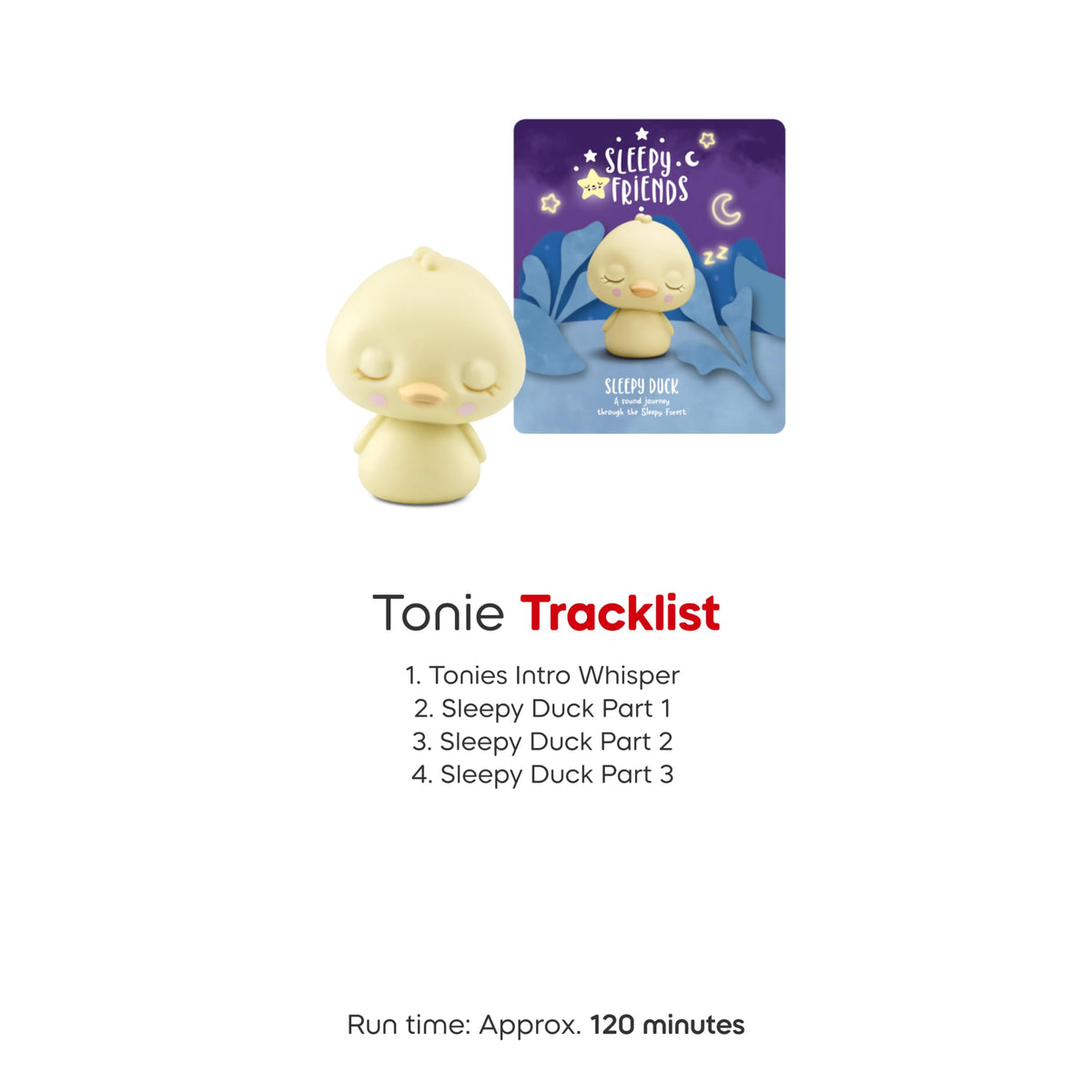 Tonies Sleepy Duck figurine-closeup: friendly character invites listening