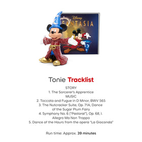 Tonies Sorcerer Mickey packaging highlighting Disney Fantasia connection for families.