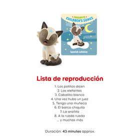 Tonies Spanish lullabies child listening setup in cozy space.