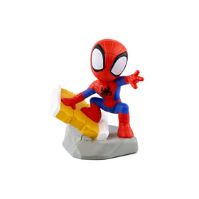 Packaging display featuring Tonies Spidey figurine on a shelf