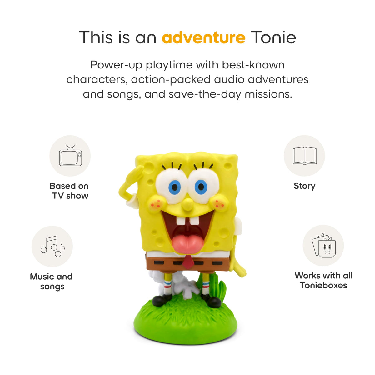 Tonies SpongeBob Squarepants packaging artwork attractive to kids.
