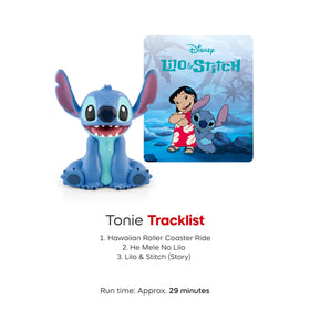 Tonies Stitch packaging showing 2 songs and 1 story included