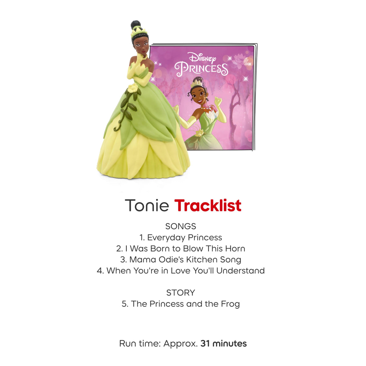 Tonies Tiana displayed with Toniebox, easy setup for kids.