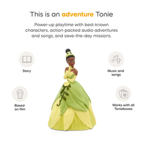 Tonies Tiana lit by lovesick fireflies creates cozy storytelling mood.