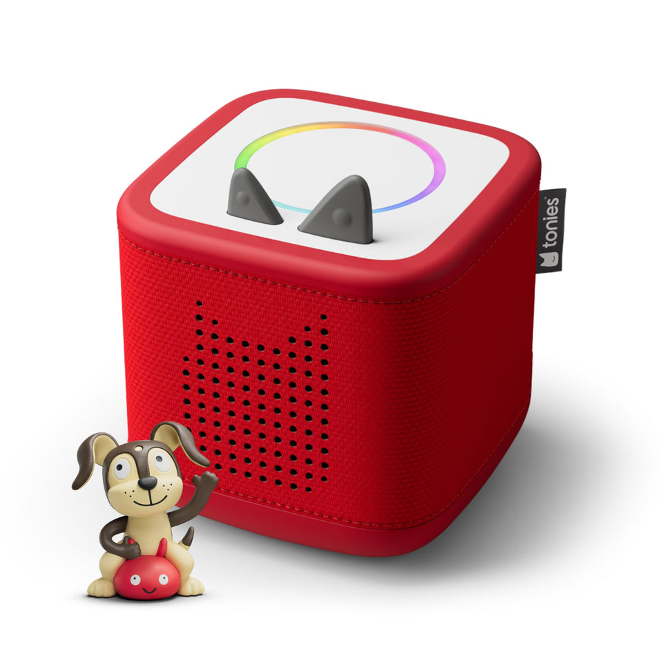 Tonies Toniebox 2 Sunset Red front view, ideal for independent listening.