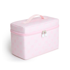 Tonies travel bag exterior in cloud pink with secure zipper for on-the-go storage.