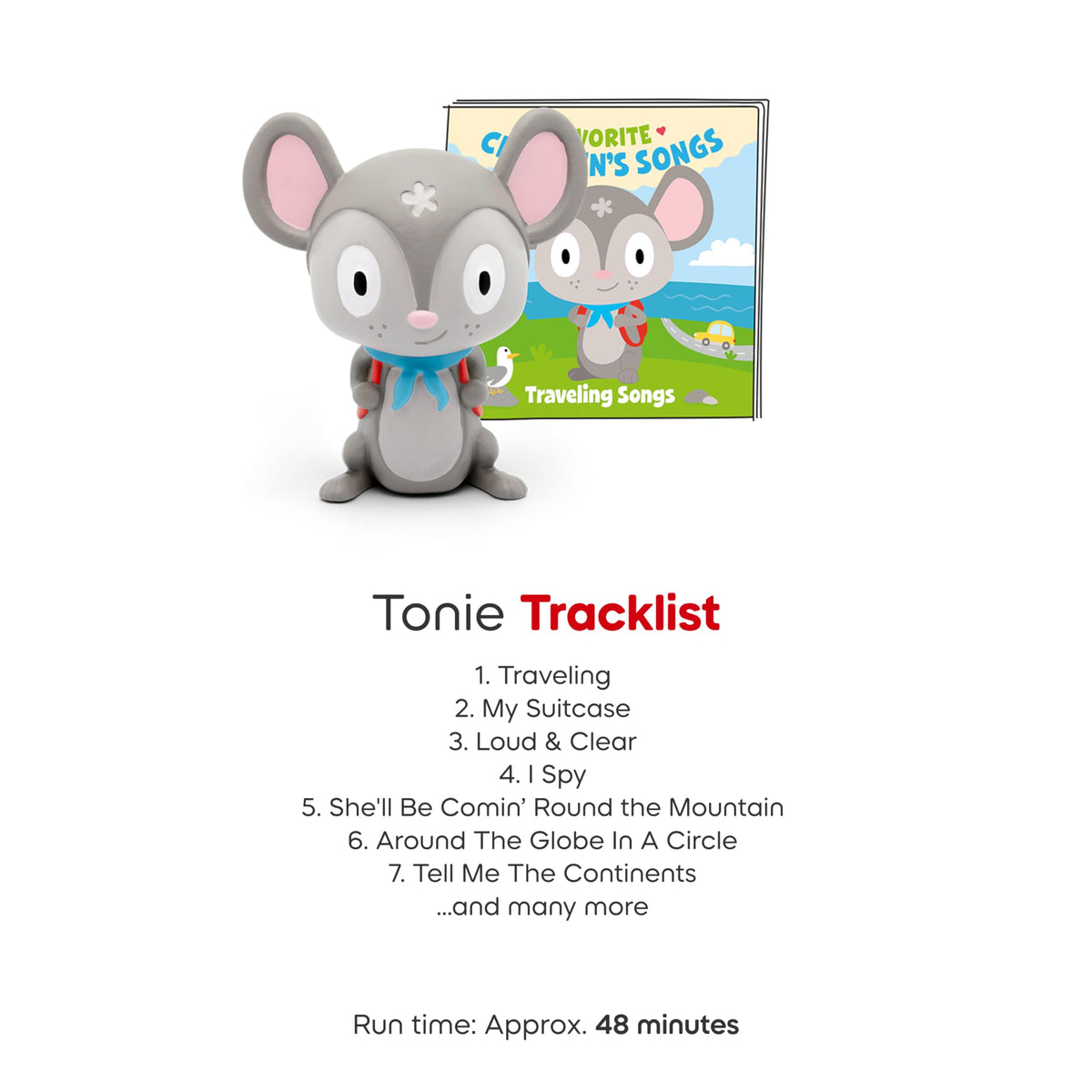 Tonies Traveling Songs tracklist display previews 15 adventures.