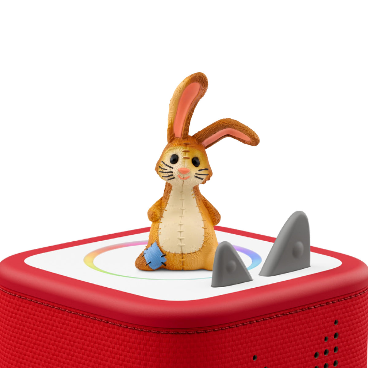 Velveteen Rabbit toy character included beside the Toniebox for tactile storytelling