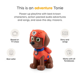 Tonies Zuma on Toniebox scene showing age-appropriate audio for kids 3+.