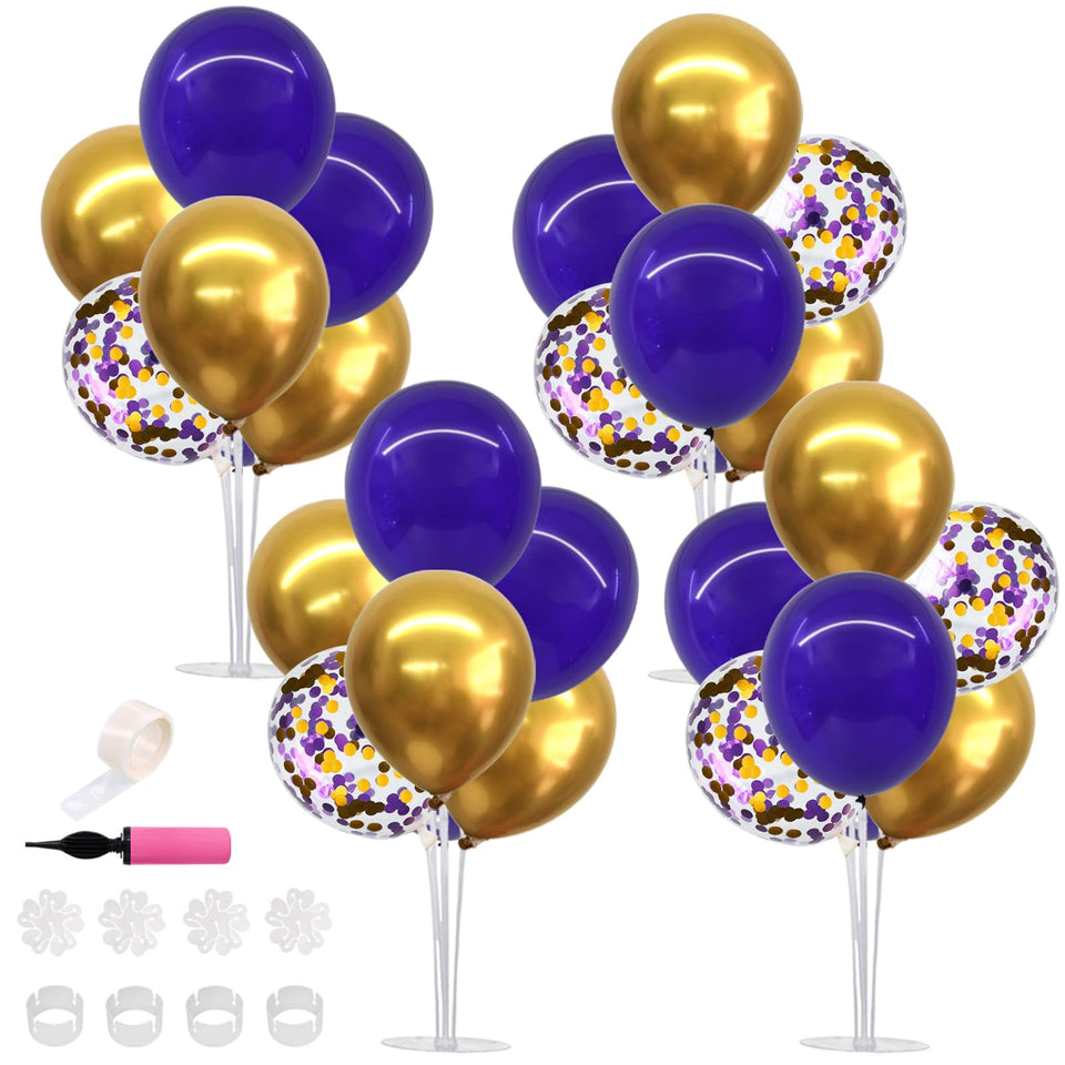 TONIFUL purple gold balloon centerpiece kit overview for elegant table decor