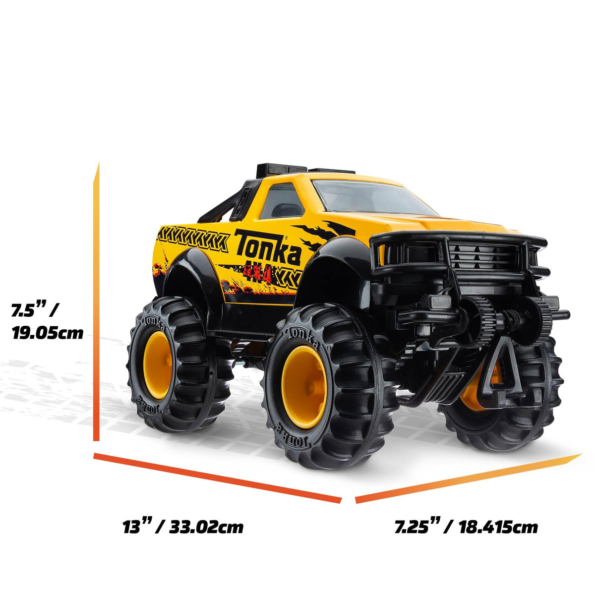 Tonka 4x4 truck in action during imaginative backyard adventures.