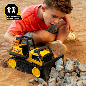 Tonka Bulldozer engages kids in imaginative play clearing paths.