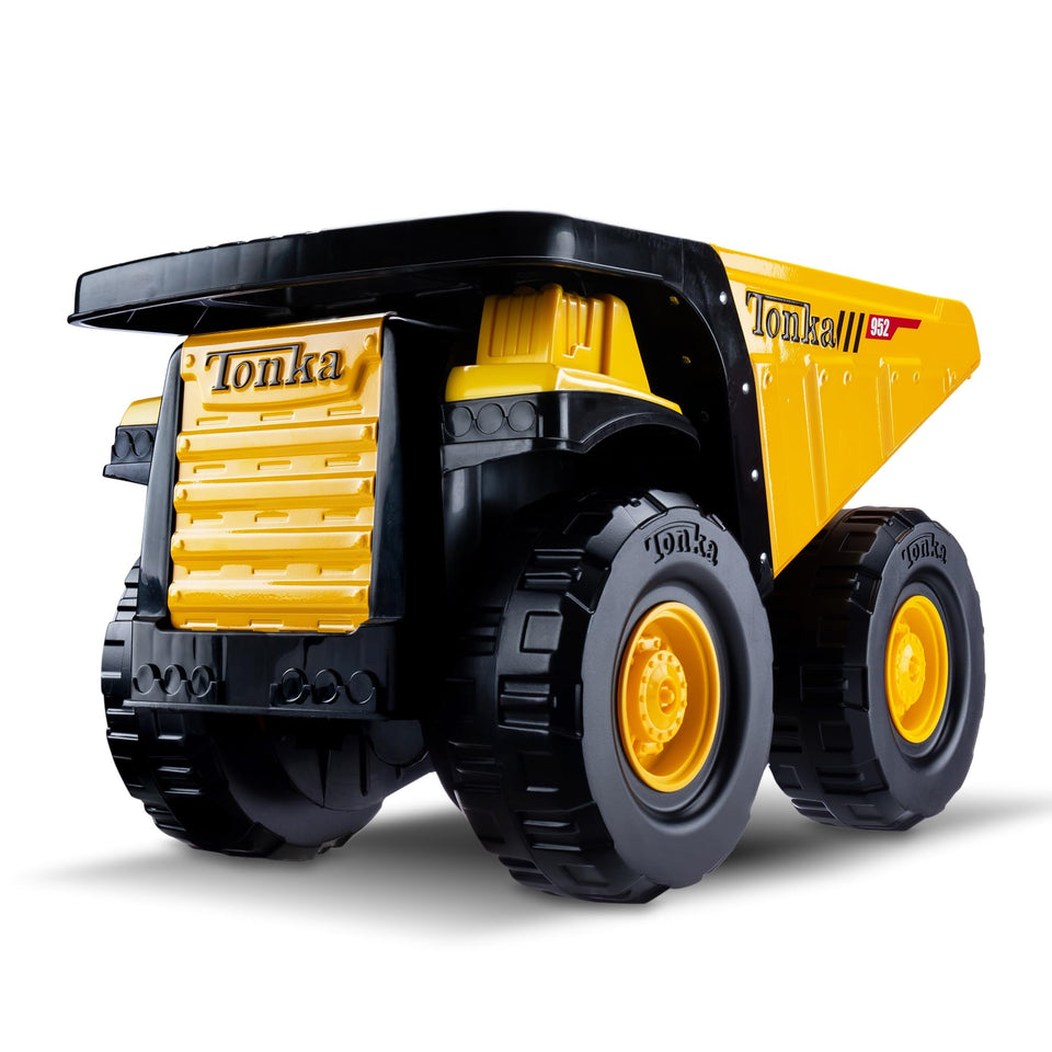 Tonka Steel Classics Mighty Dump Truck front view, rugged steel for durable outdoor play