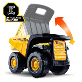 Tonka Steel Classics Mighty Dump Truck tires, stable traction for adventures indoors and out