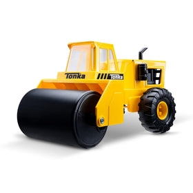 Tonka Steel Classics Steam Roller, front view, durable truck for outdoor construction play.