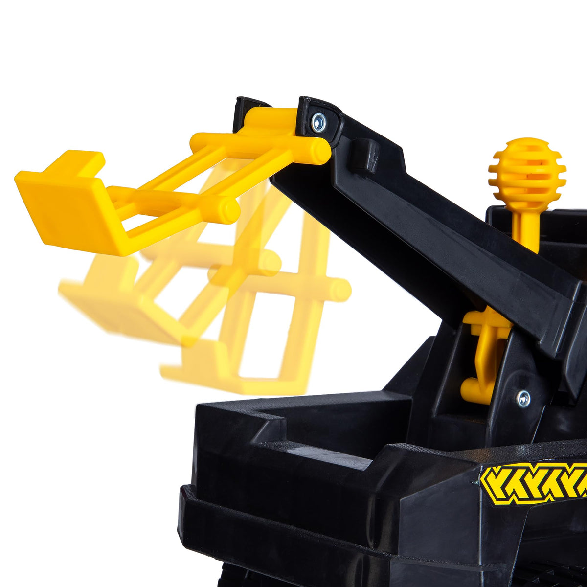 Tonka Tow Truck boom position showing the 3-position locking boom in action.