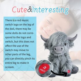 Tonpect Highland Cow plush face detail with large eyes and cute features
