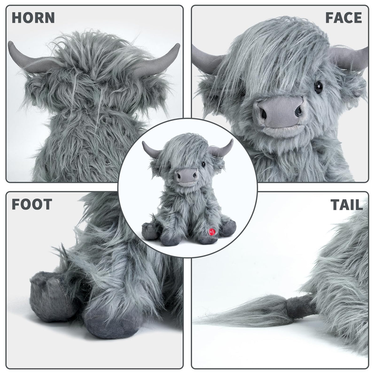 Tonpect Highland Cow plush moo button activates cheerful sound