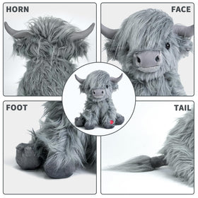 Tonpect Highland Cow plush moo button activates cheerful sound