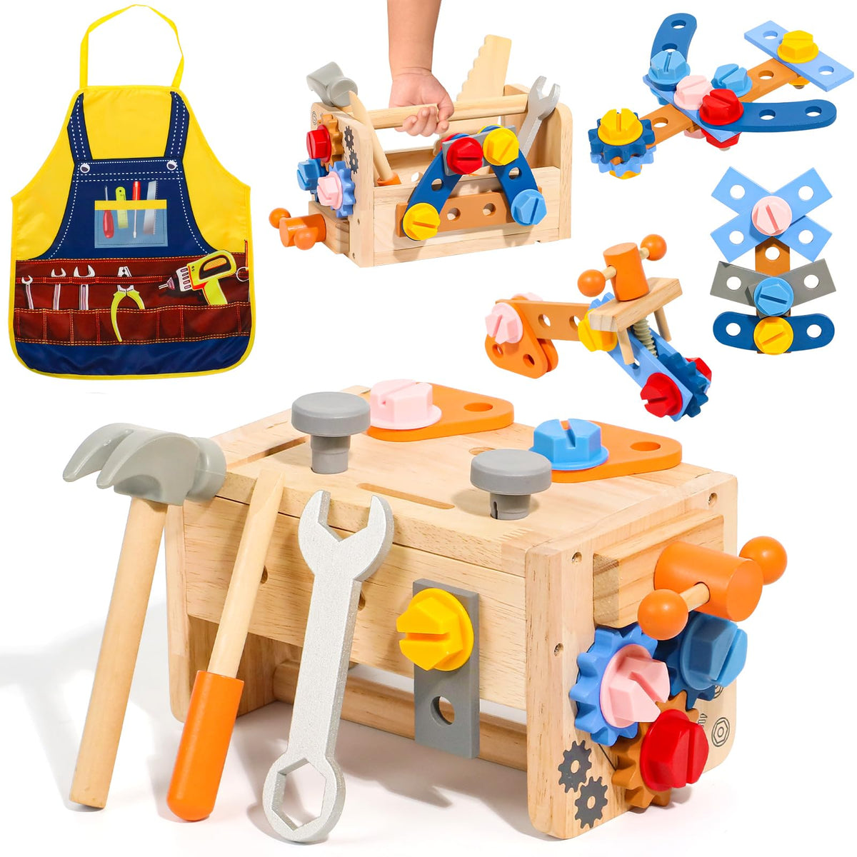 TONZE Kids Tool Set with Apron for imaginative pretend carpentry.