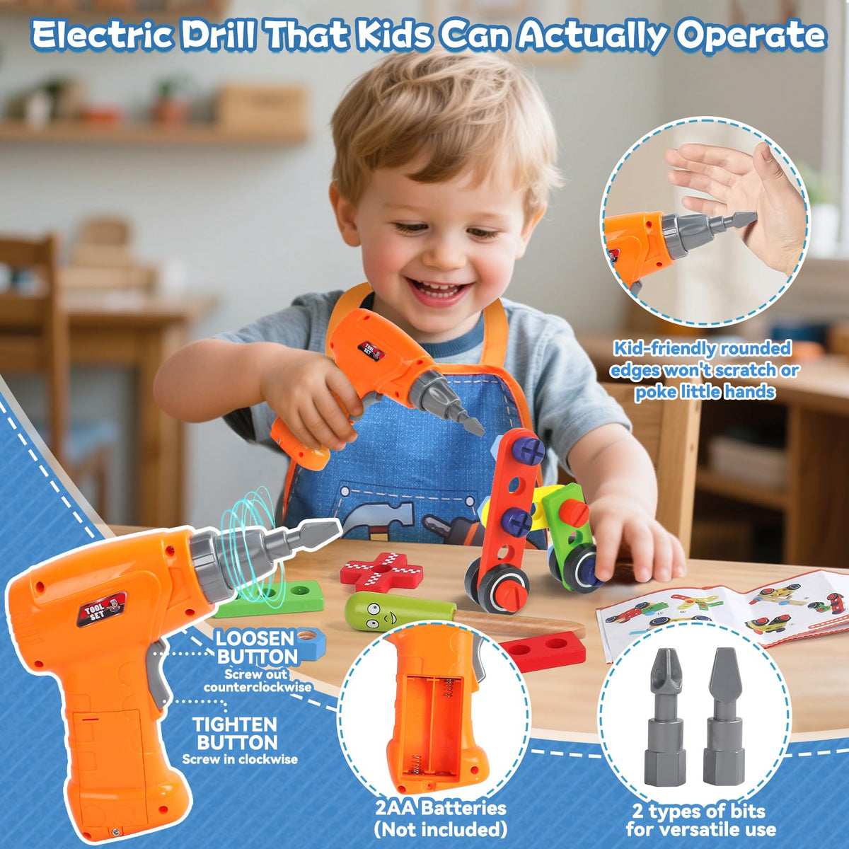 TONZE tool set apron helps kids imagine being a pro while staying organized.