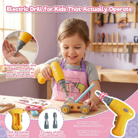TONZE pink tool-patterned apron enhances role-play and hands-on learning