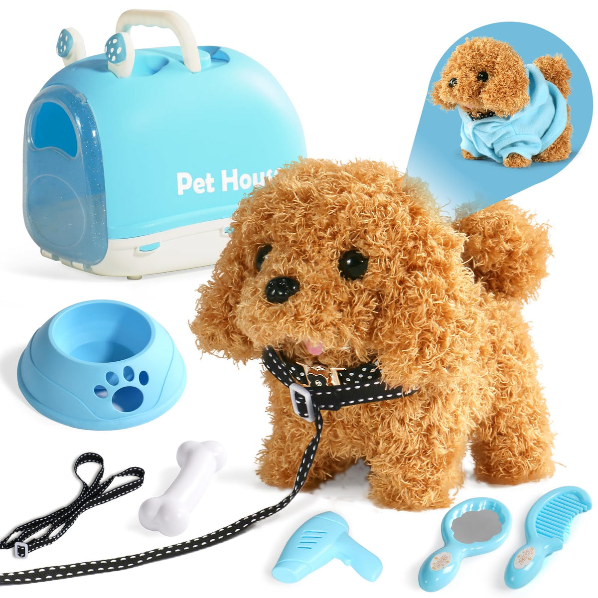 TONZE Robot Dog Toy with carrier for portable pretend play and on-the-go adventures