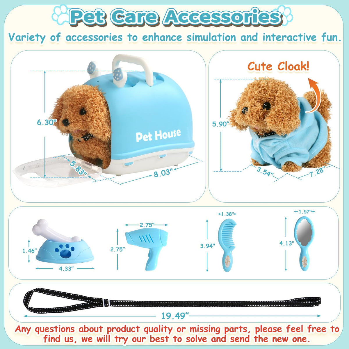 TONZE Robot Dog Toy cute coat for dressing and care stories