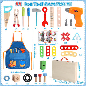 TONZE wooden hammer enhances coordination during pretend construction.