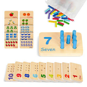 TOOKYLAND peg board setup demonstrates hands-on counting with colorful pegs.