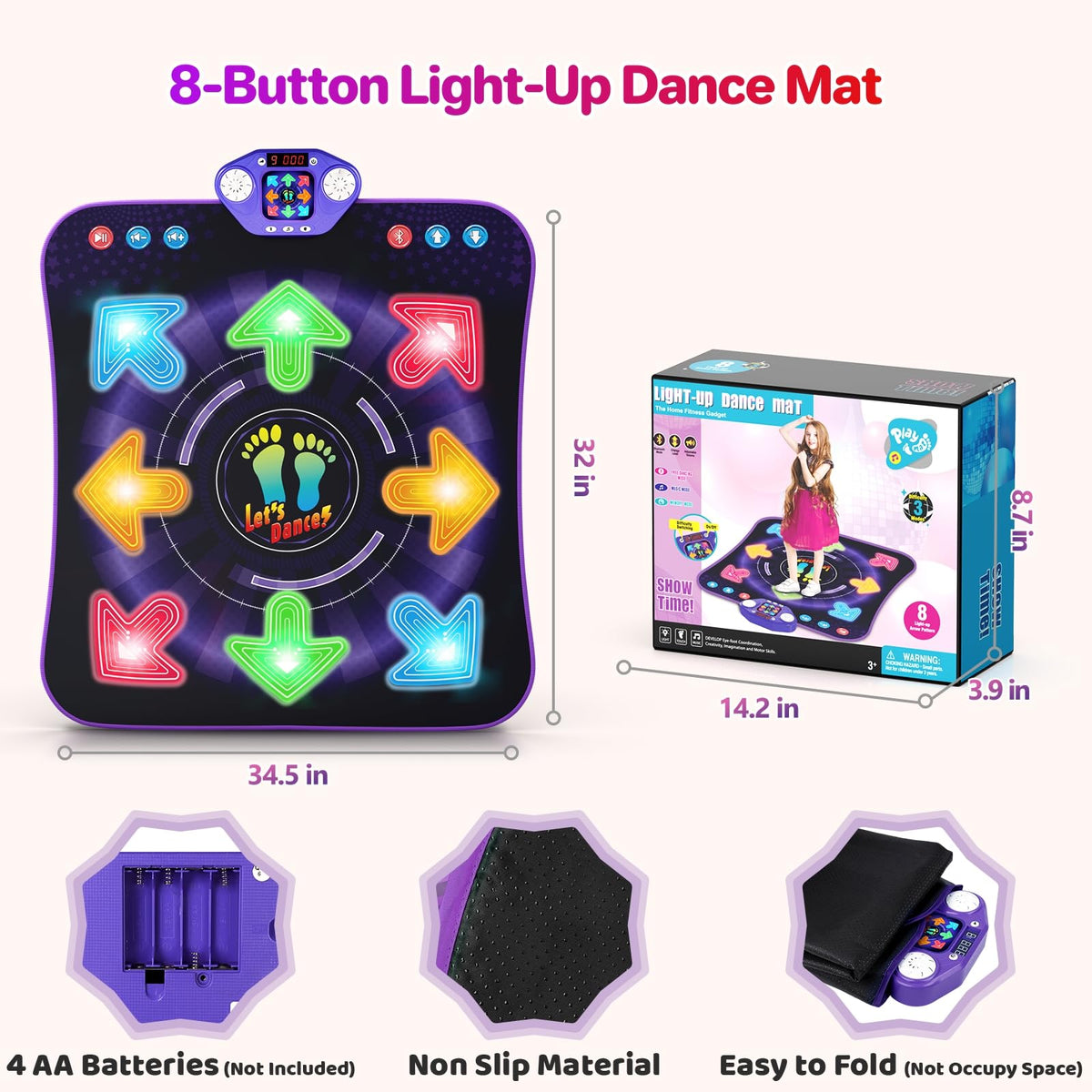 TooLion dance mat with non-slip bottom for safe play on floors