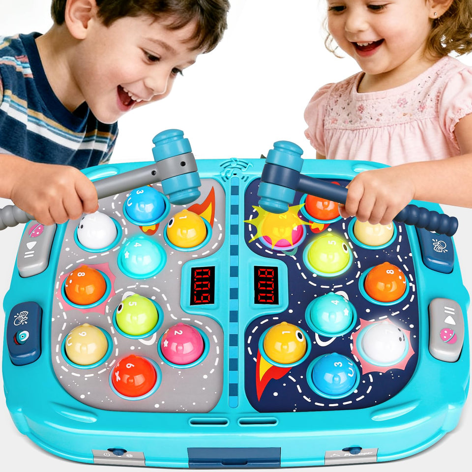 TooLion two-player whack mole blue front view showcasing engaging family play