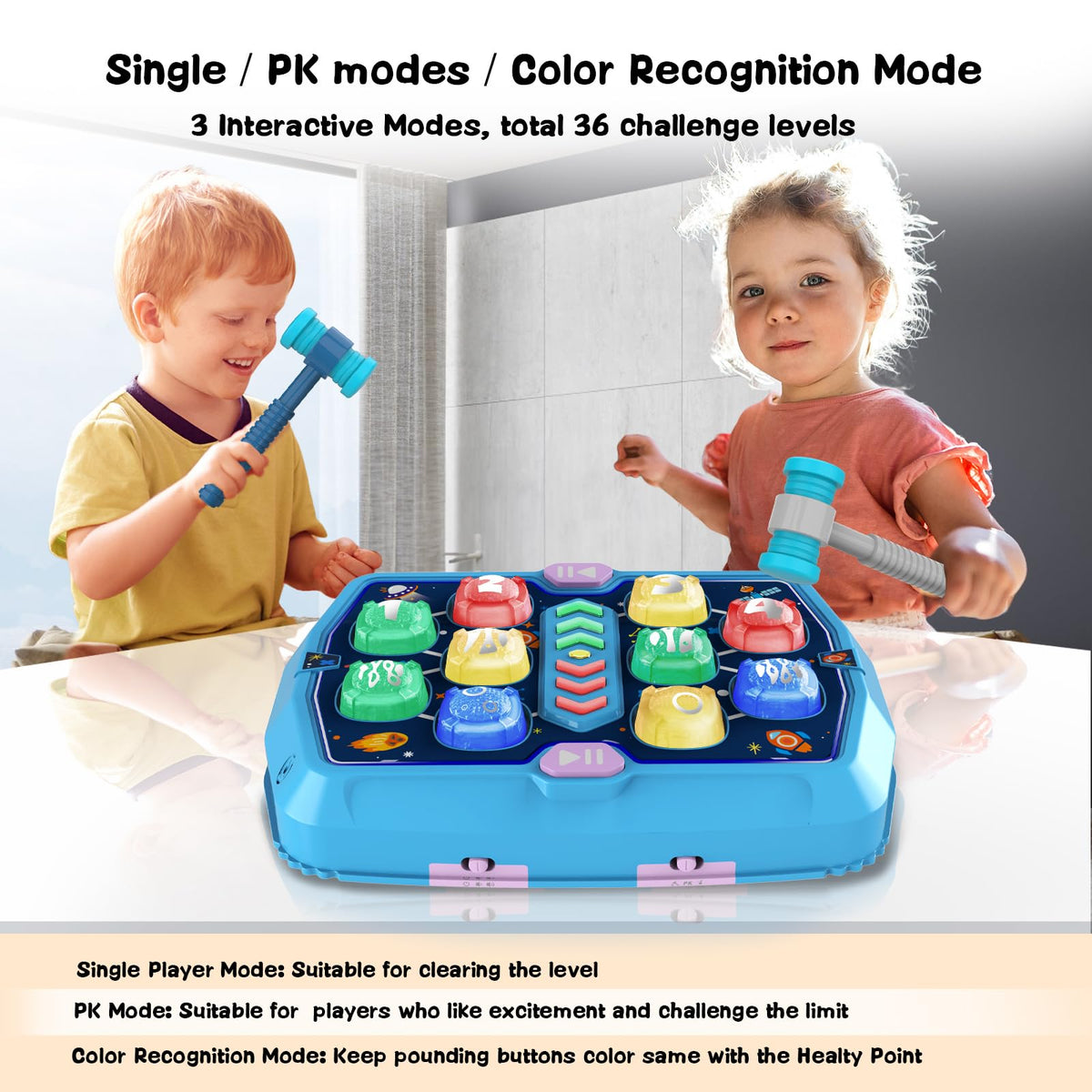 TooLion Whack Mole Toy offers three modes to keep children engaged.