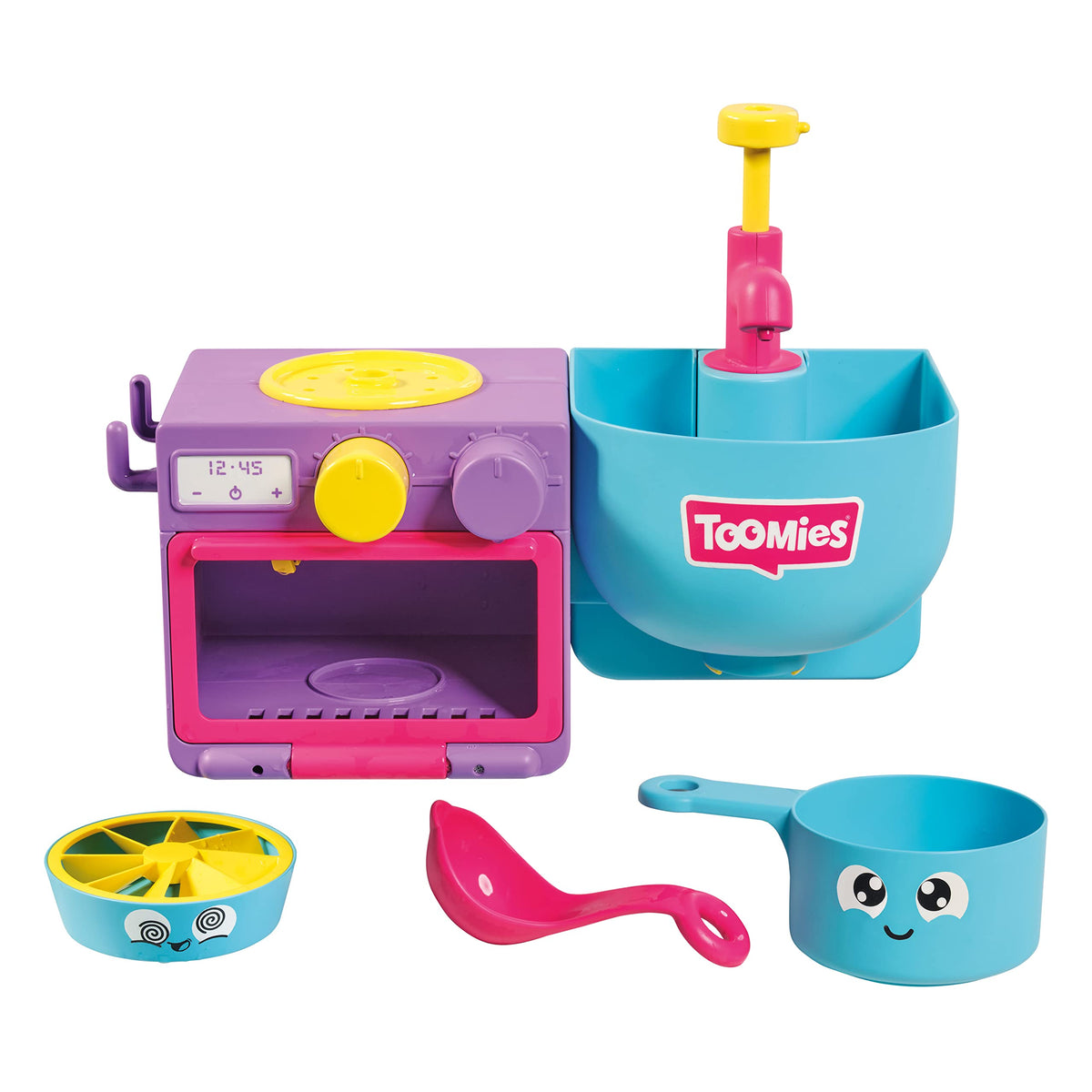 Toomies Bubble & Bake kitchen oven in bath setup encourages imaginative play
