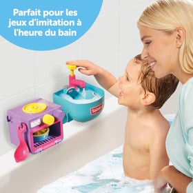 Toomies Bubble & Bake kitchen sink with tap supports role play and washing up