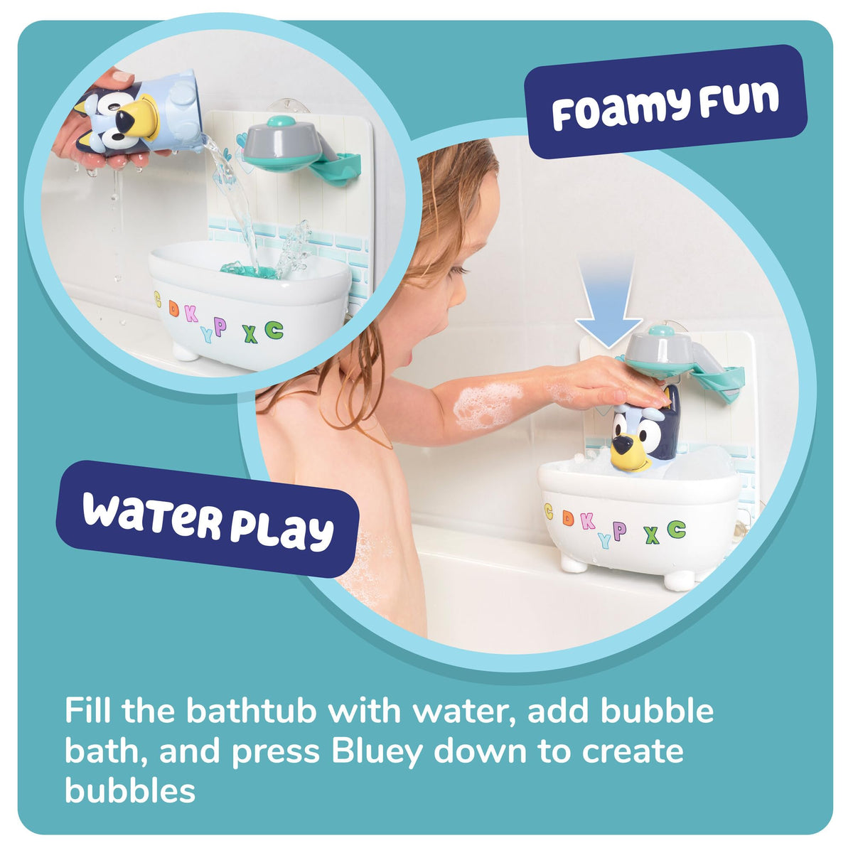 Toomies Shower and Scrub Bluey removable-toy invites imaginative storytelling and exploration.