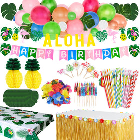 TOONEV tropical luau banner with Aloha and Happy Birthday for festive photos