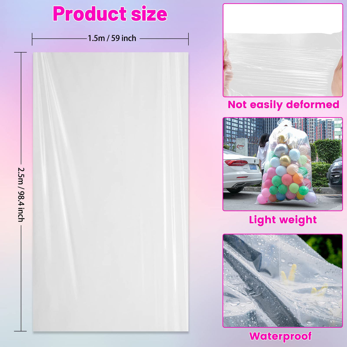 Toosci clear balloon drop bag showing balloons during event display