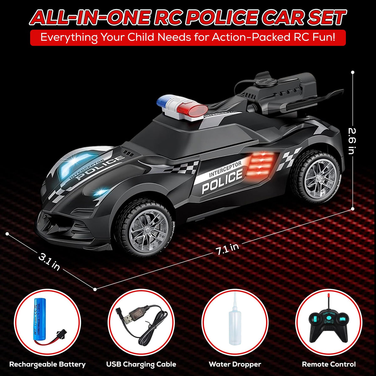 TOOTY TOY RC car includes rechargeable battery and USB charging