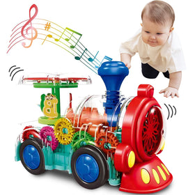 TOOTY TOY transparent sensory train front view with LED lights for engaging play