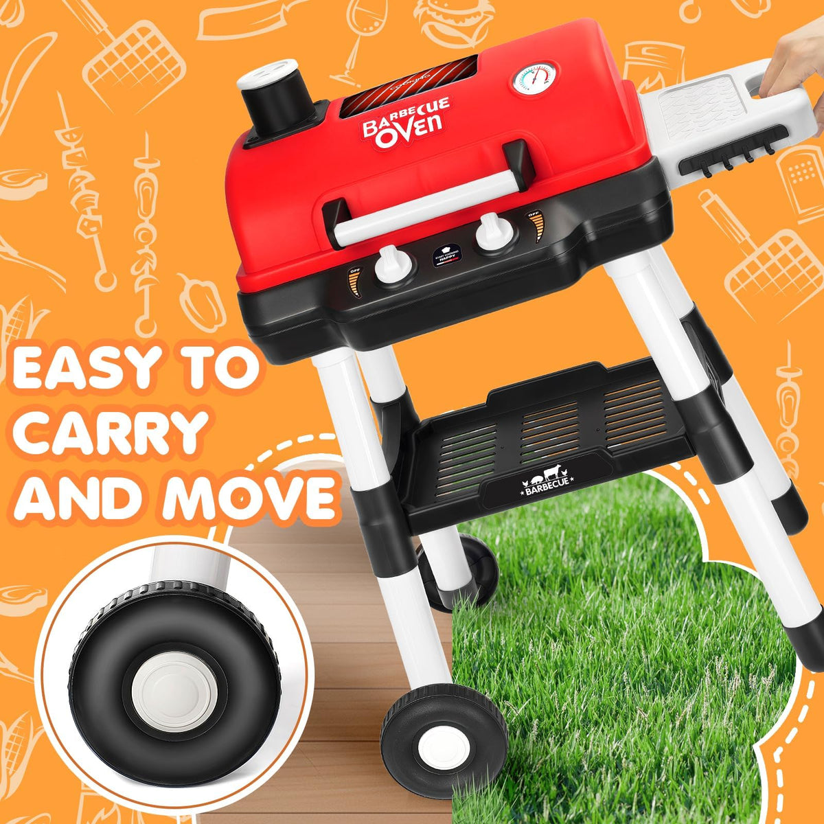 TooyBing grill playset emits safe water vapor smoke for immersive play.