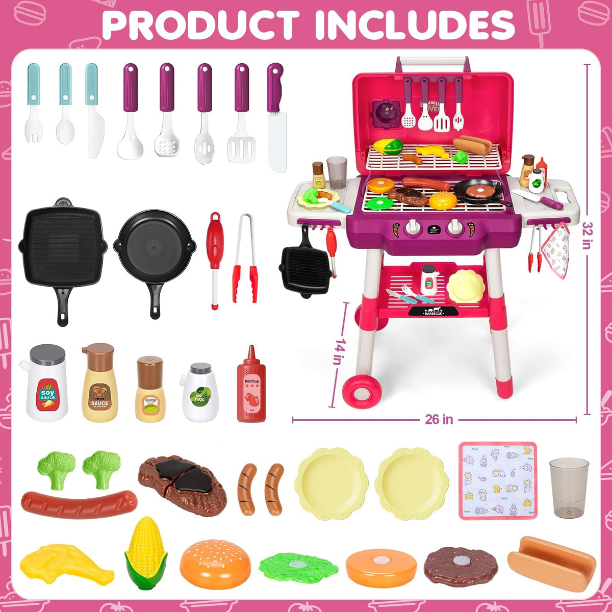 TooyBing kid-friendly grill ready for outdoor pretend cooking