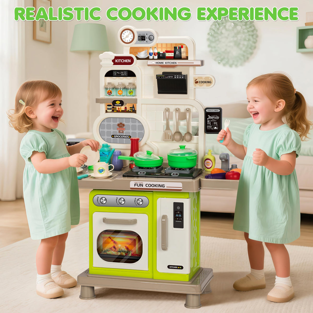 TooyBing play sink with running water encourages pretend washing and cleanup.