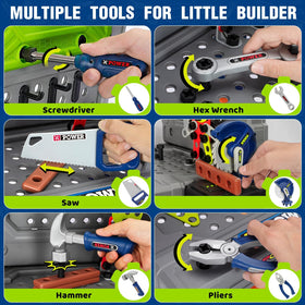TooyBing tool bench desk with tools enables portable pretend workshop