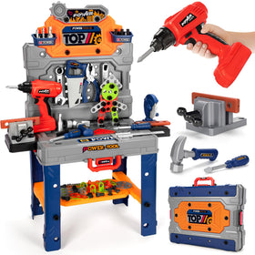 TooyBing Kids Tool Bench electric drill for imaginative play and motor skills.
